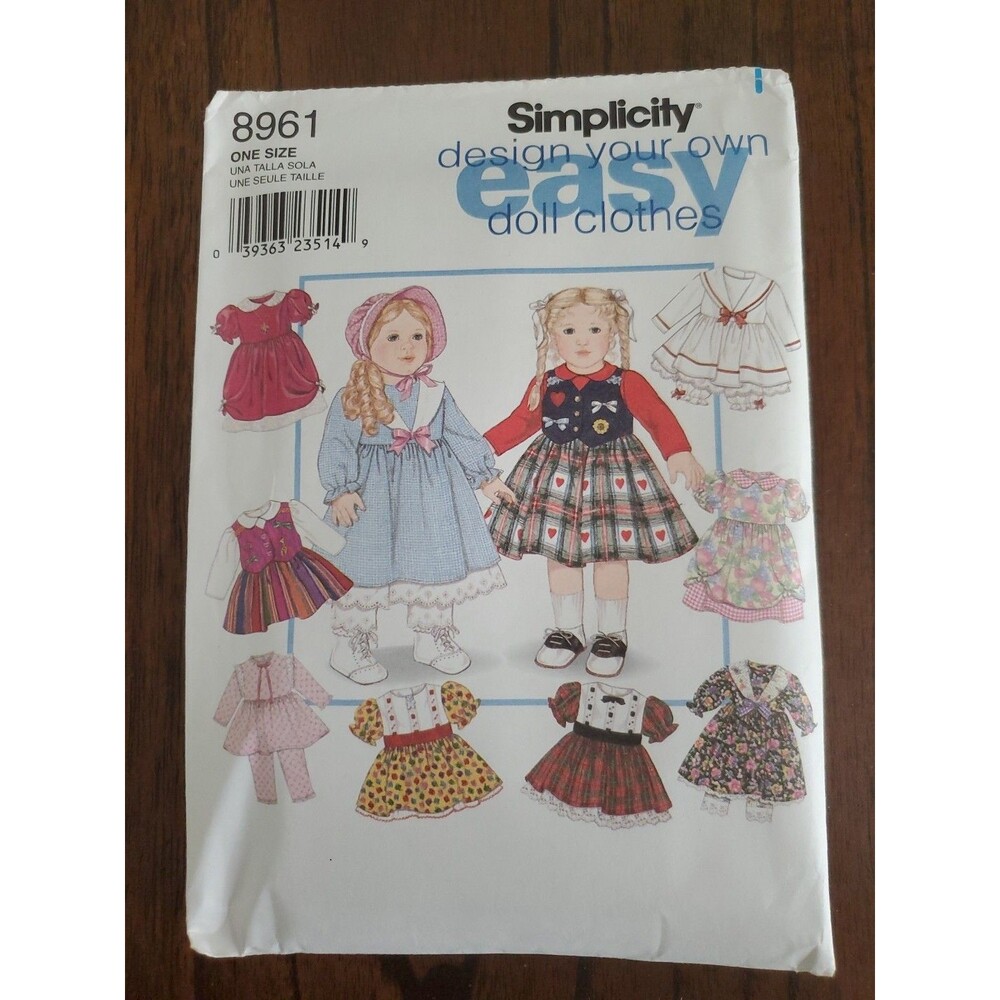 Easy Design Your Own Clothes for 18-Inch Dolls Simplicity Sewing Pattern 8961
